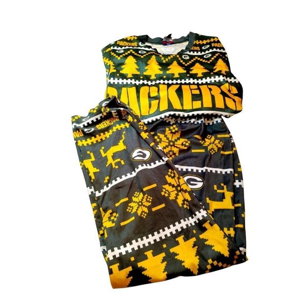 Green Bay Packers Men's Pajamas - Green & Yellow - Size M - Picture 2 of 5